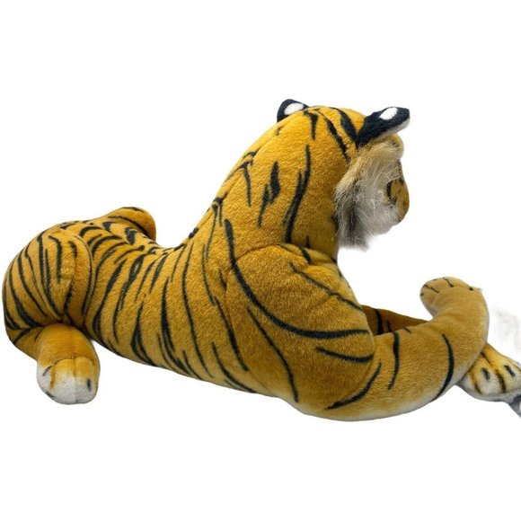 Striped Bengal Tiger Laying Best Made Toys Stuffed Plush Realistic 28 Inch - Picture 3 of 5